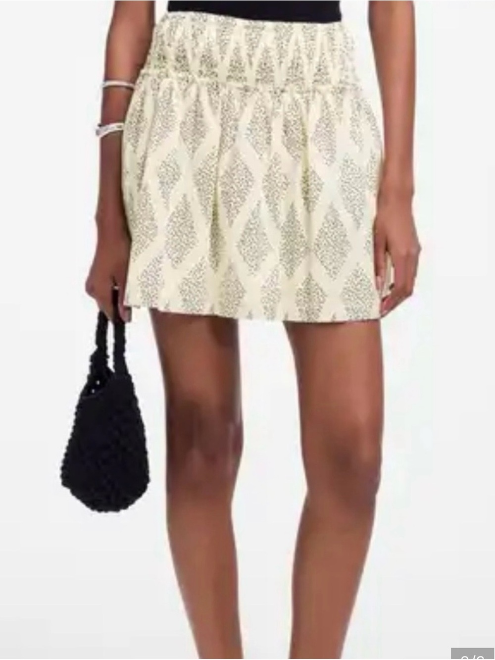 Madewell Womens Cream Printed Elastic-Waist Mini Skirt